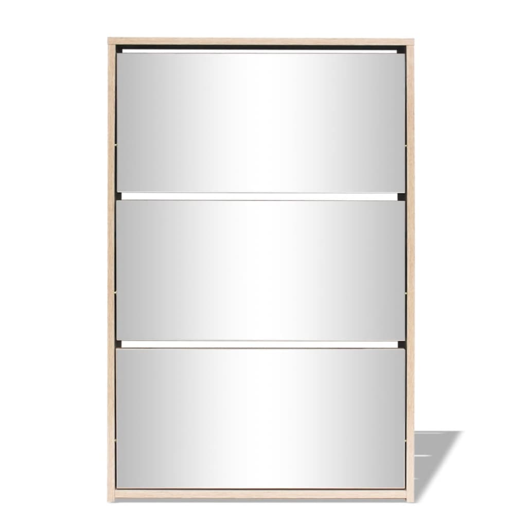Kenkäkaappi 3 kerrosta ja peilit Tammi 63x17x102.5 cm - Sisustajankoti.fi