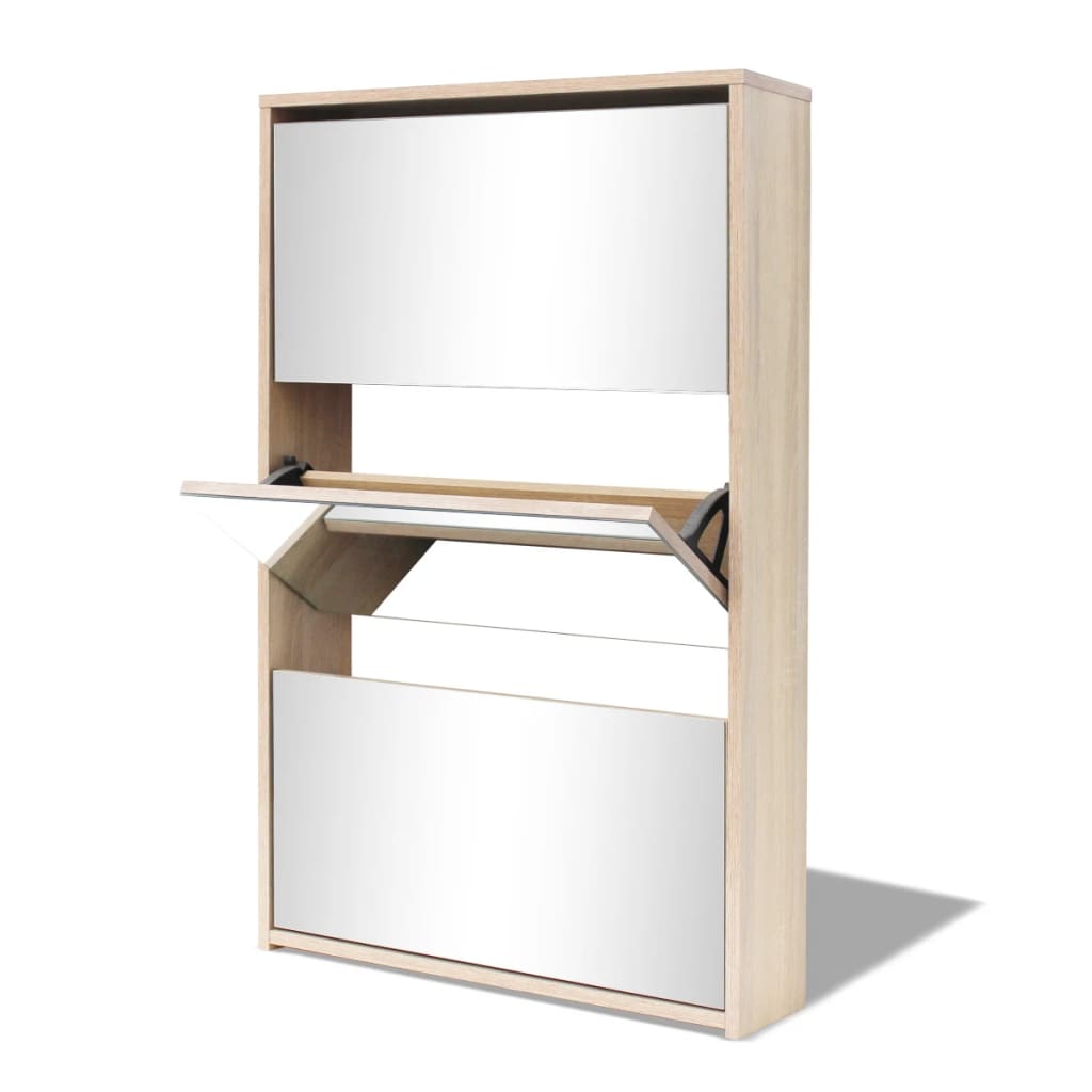 Kenkäkaappi 3 kerrosta ja peilit Tammi 63x17x102.5 cm - Sisustajankoti.fi