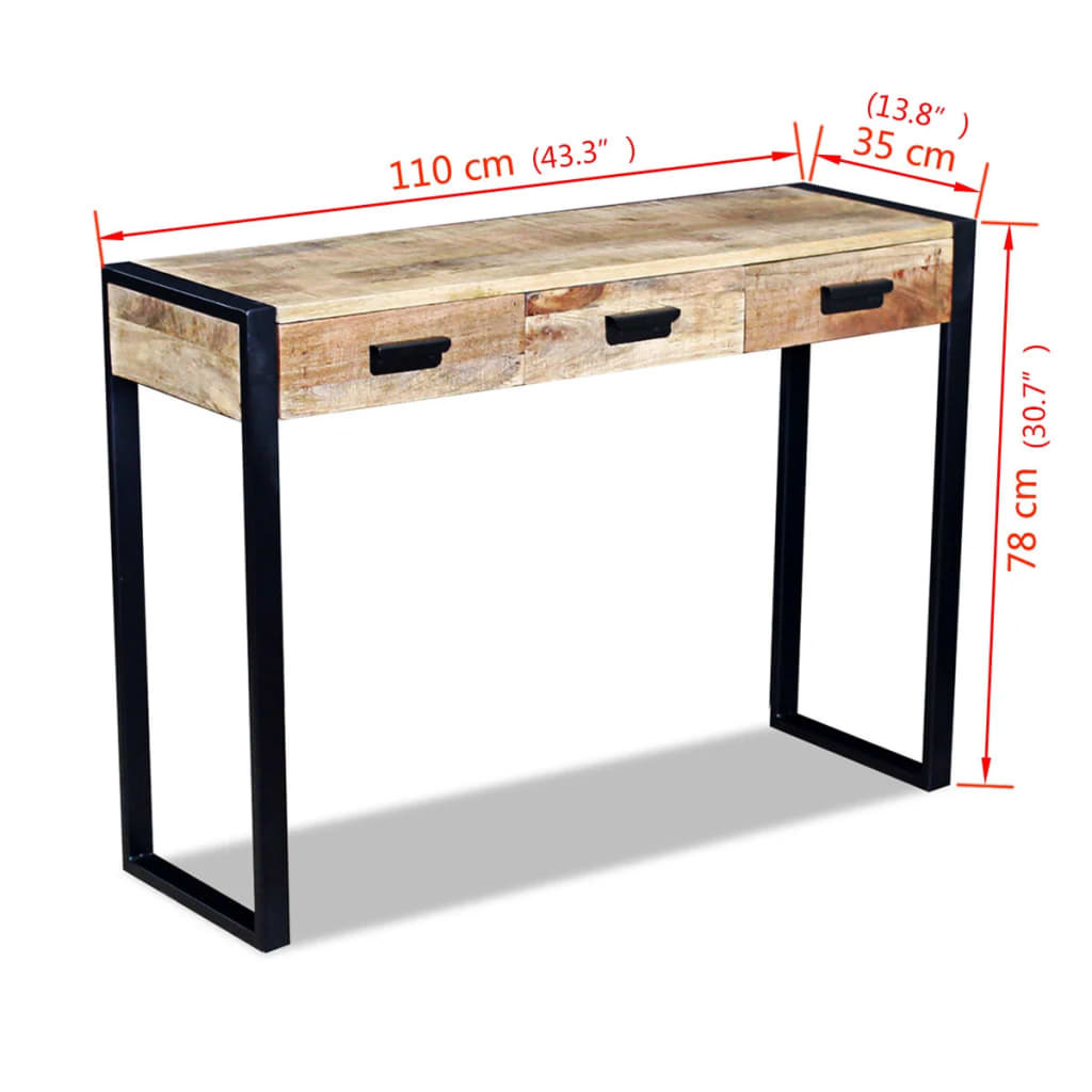 Sivupöytä 3 Lipastolla Kiinteä Mangopuu 110x35x78 cm - Sisustajankoti.fi