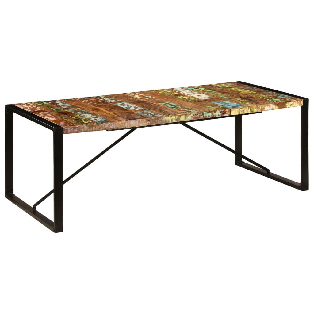 Ruokapöytä 220x100x75 cm kiinteä kierrätetty puu - Sisustajankoti.fi