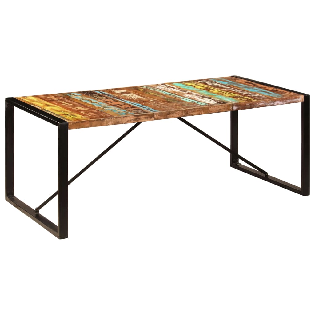 Ruokapöytä 200x100x75 cm kiinteä kierrätetty puu - Sisustajankoti.fi