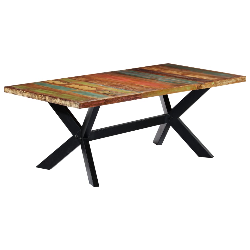 Ruokapöytä 200x100x75 cm kiinteä kierrätetty puu - Sisustajankoti.fi