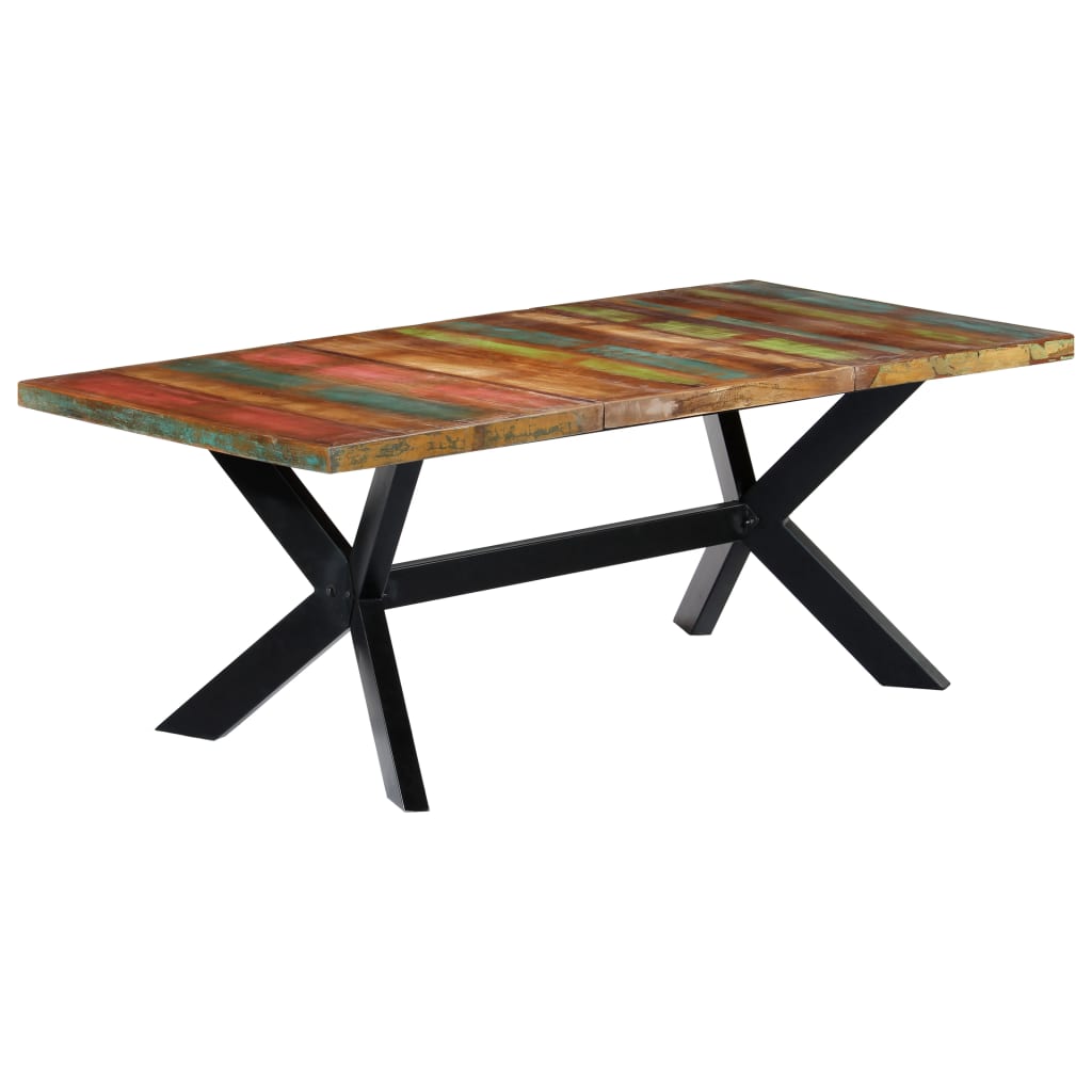 Ruokapöytä 200x100x75 cm kiinteä kierrätetty puu - Sisustajankoti.fi