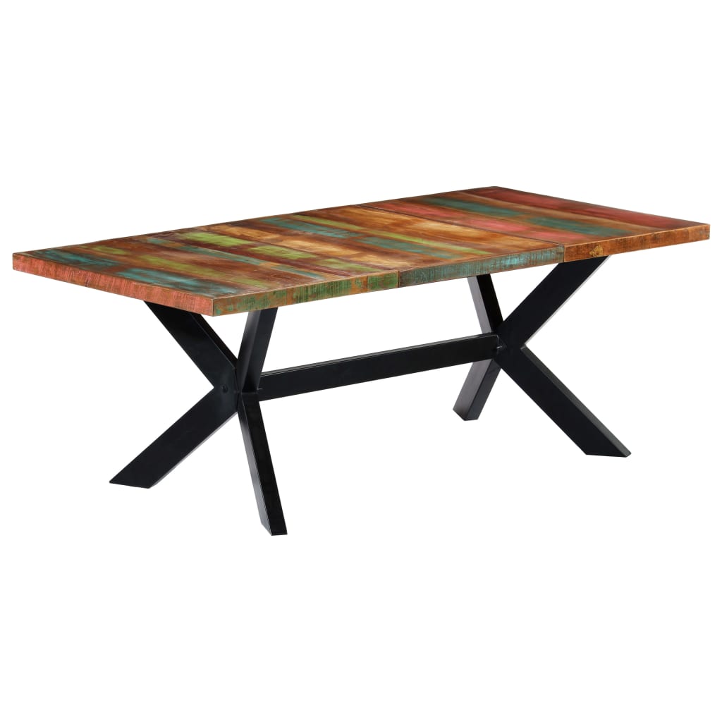 Ruokapöytä 200x100x75 cm kiinteä kierrätetty puu - Sisustajankoti.fi