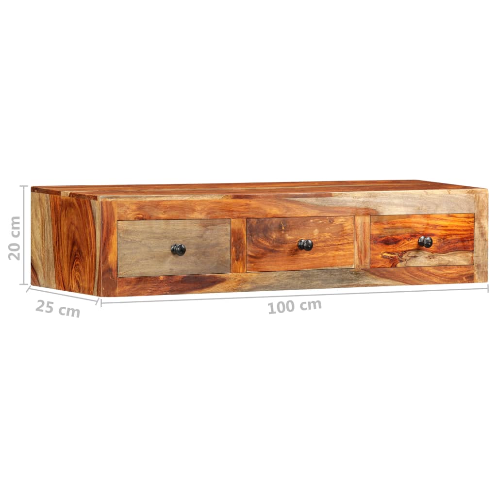 Seinäkonsolipöytä 100x25x20 cm täysi seesampuu - Sisustajankoti.fi