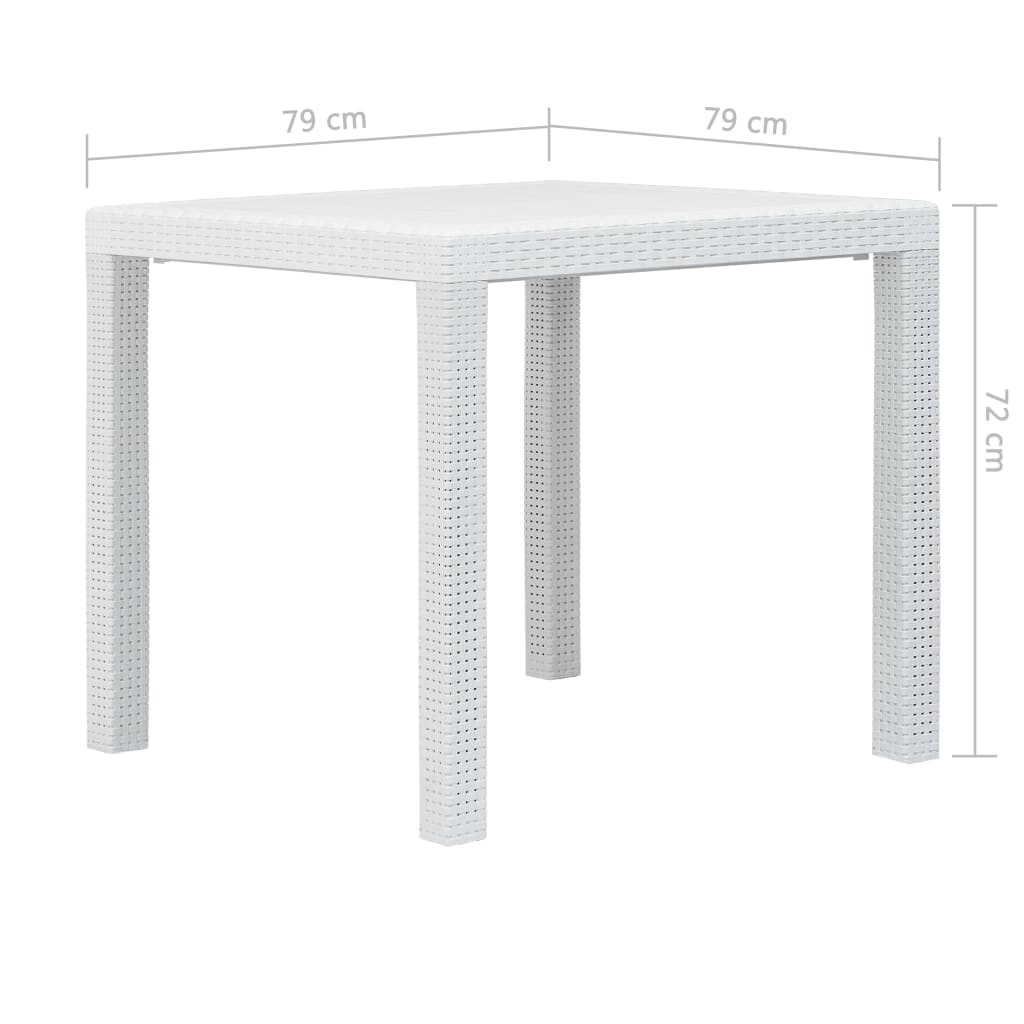 Puutarhapöytä rottinkityylinen muovi 79x79x72 cm valkoinen - Sisustajankoti.fi
