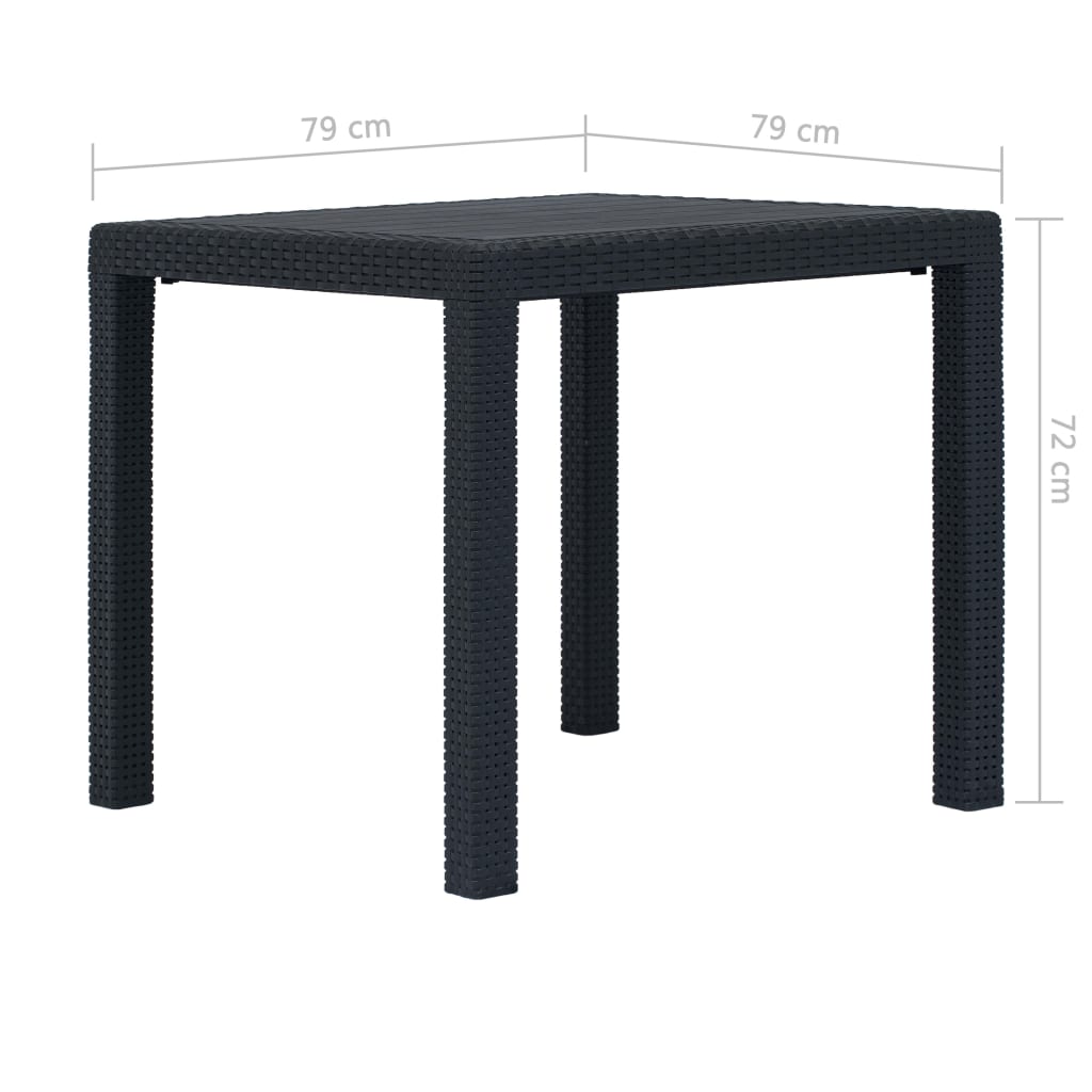 Puutarhapöytä rottinkityylinen muovi 79x79x72 cm antrasiitti - Sisustajankoti.fi