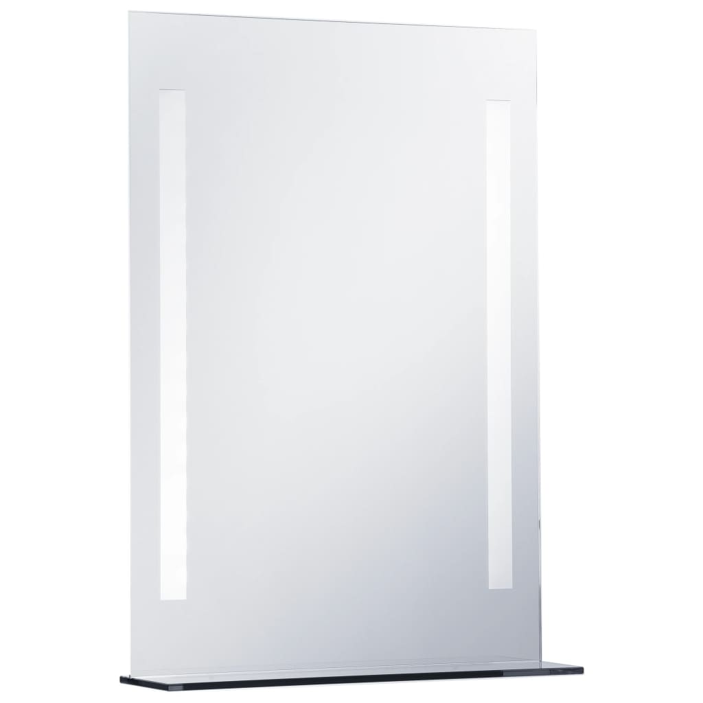 Kylpyhuoneen LED-seinäpeili hyllyllä 50x70 cm - Sisustajankoti.fi