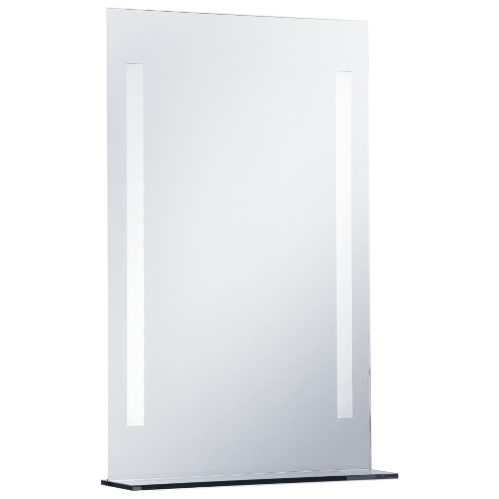 Kylpyhuoneen LED-seinäpeili hyllyllä 60x80 cm - Sisustajankoti.fi