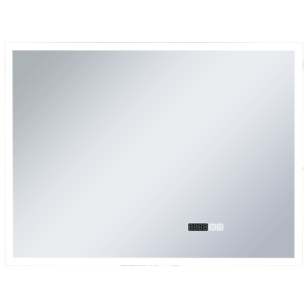 Kylpyhuoneen LED-peili kosketussensorilla ja kellolla 80x60 cm - Sisustajankoti.fi