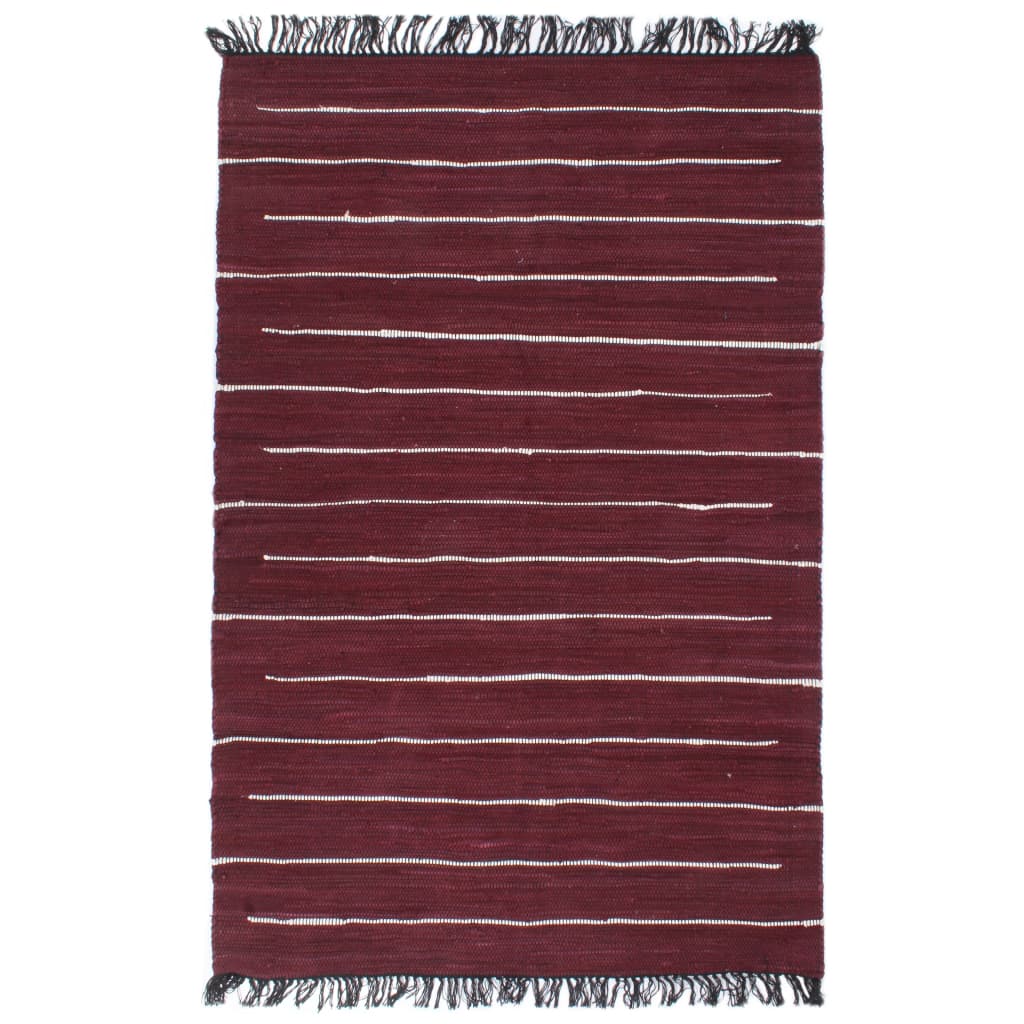 Käsin kudottu chindi-matto puuvilla 160x230 cm burgundi - Sisustajankoti.fi