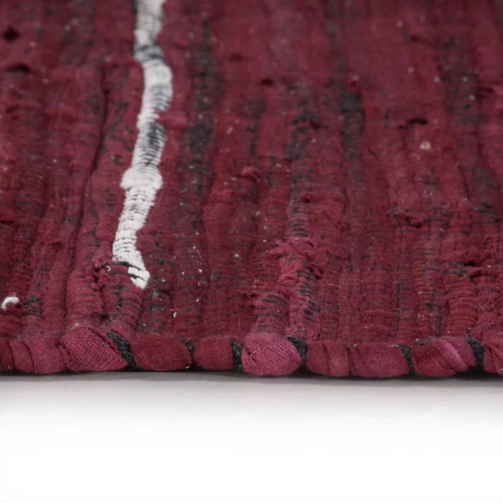 Käsin kudottu chindi-matto puuvilla 160x230 cm burgundi - Sisustajankoti.fi