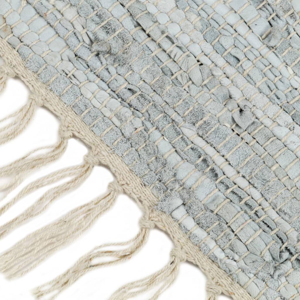 Käsin punottu chindi-matto nahka 160x230 cm vaaleanharmaa - Sisustajankoti.fi