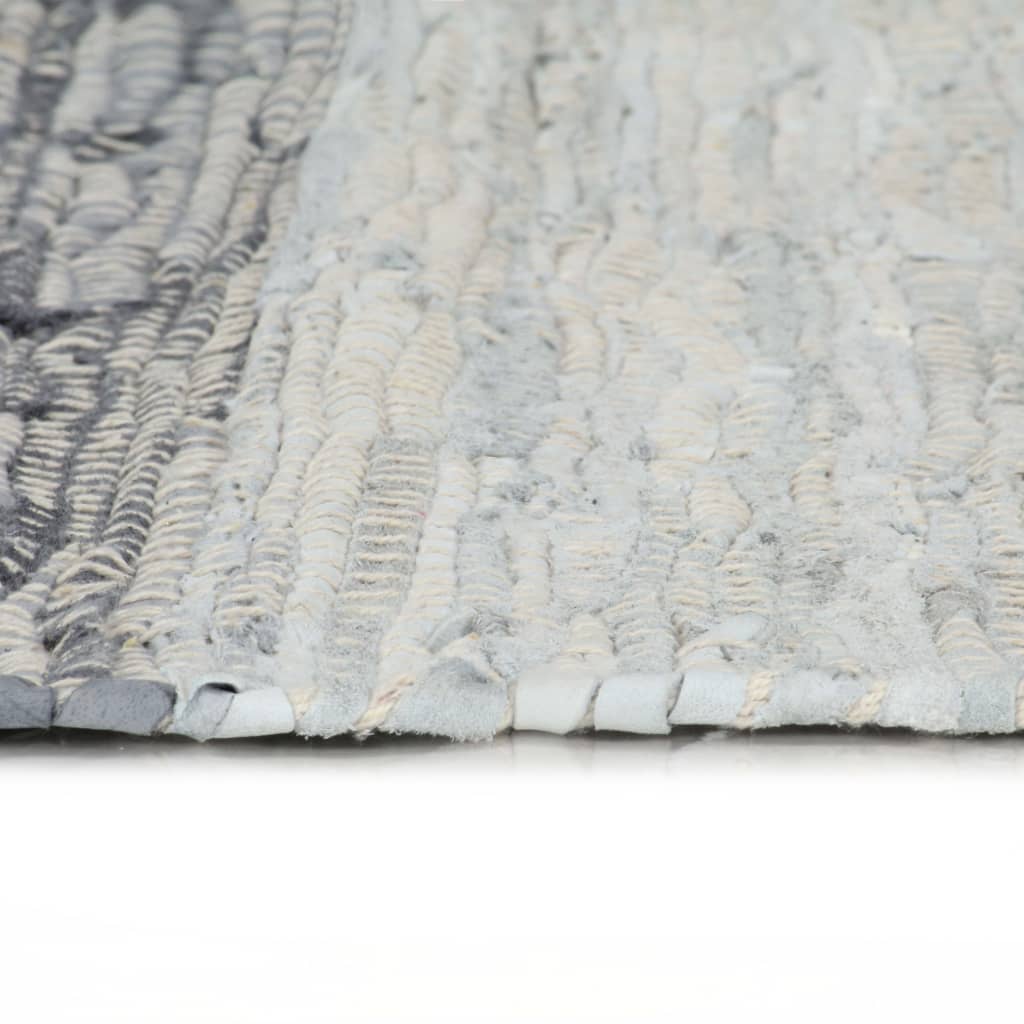 Käsin punottu chindi-matto nahka 160x230 cm harmaa - Sisustajankoti.fi