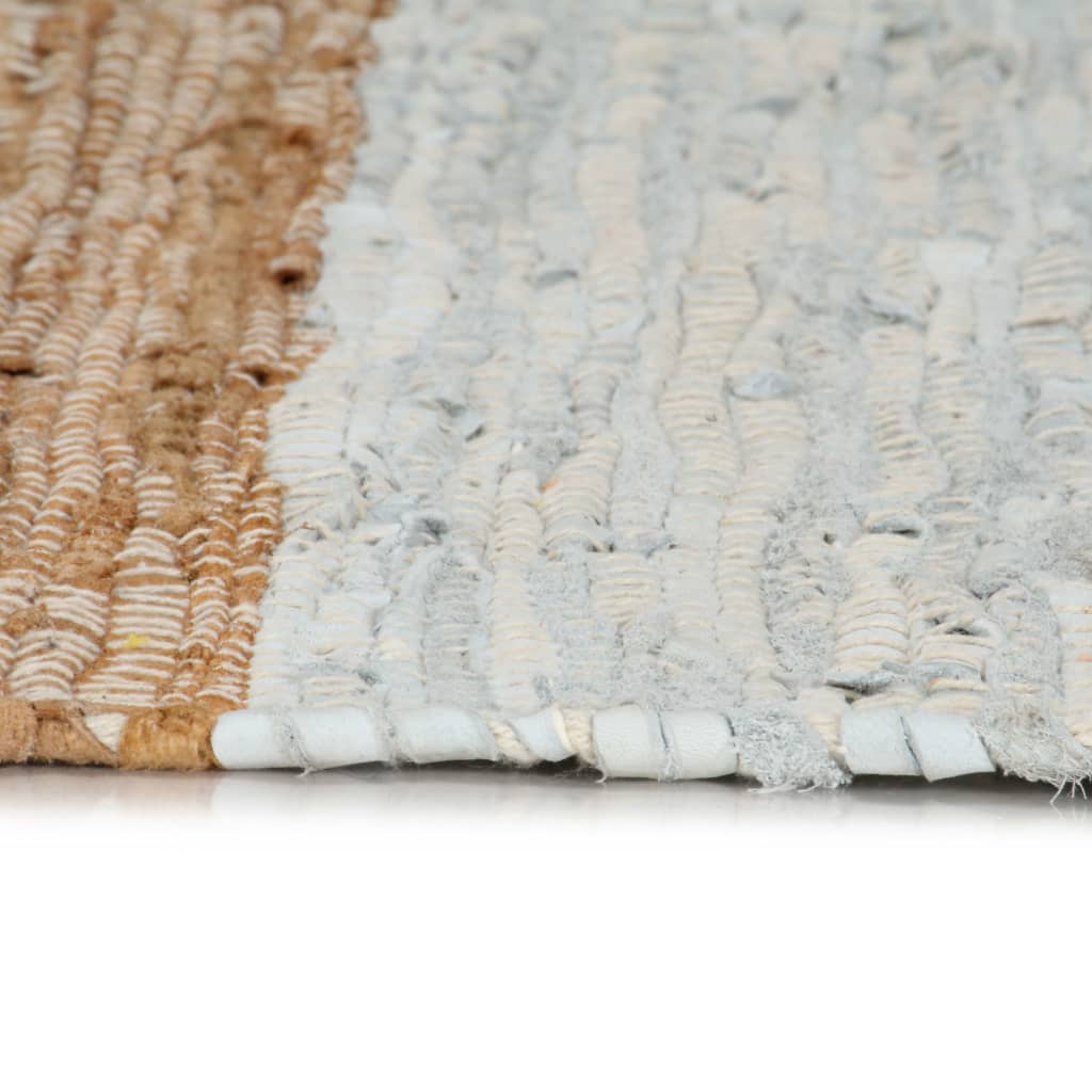 Käsin punottu chindi-matto nahka 160x230 cm vaaleanharmaa/rusk. - Sisustajankoti.fi