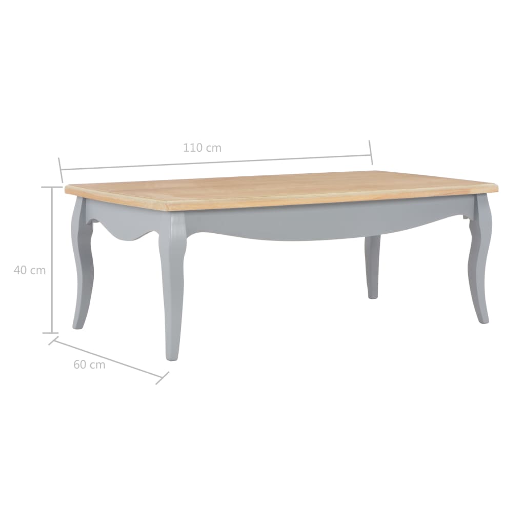 Sohvapöytä harmaa ja ruskea 110x60x40 cm täysi mänty - Sisustajankoti.fi