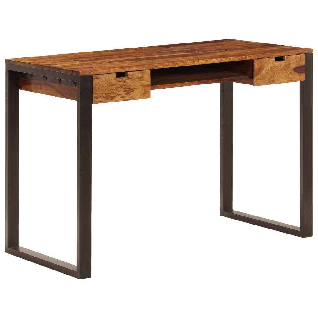 Työpöytä 110x55x78 cm seesampuu ja teräs - Sisustajankoti.fi