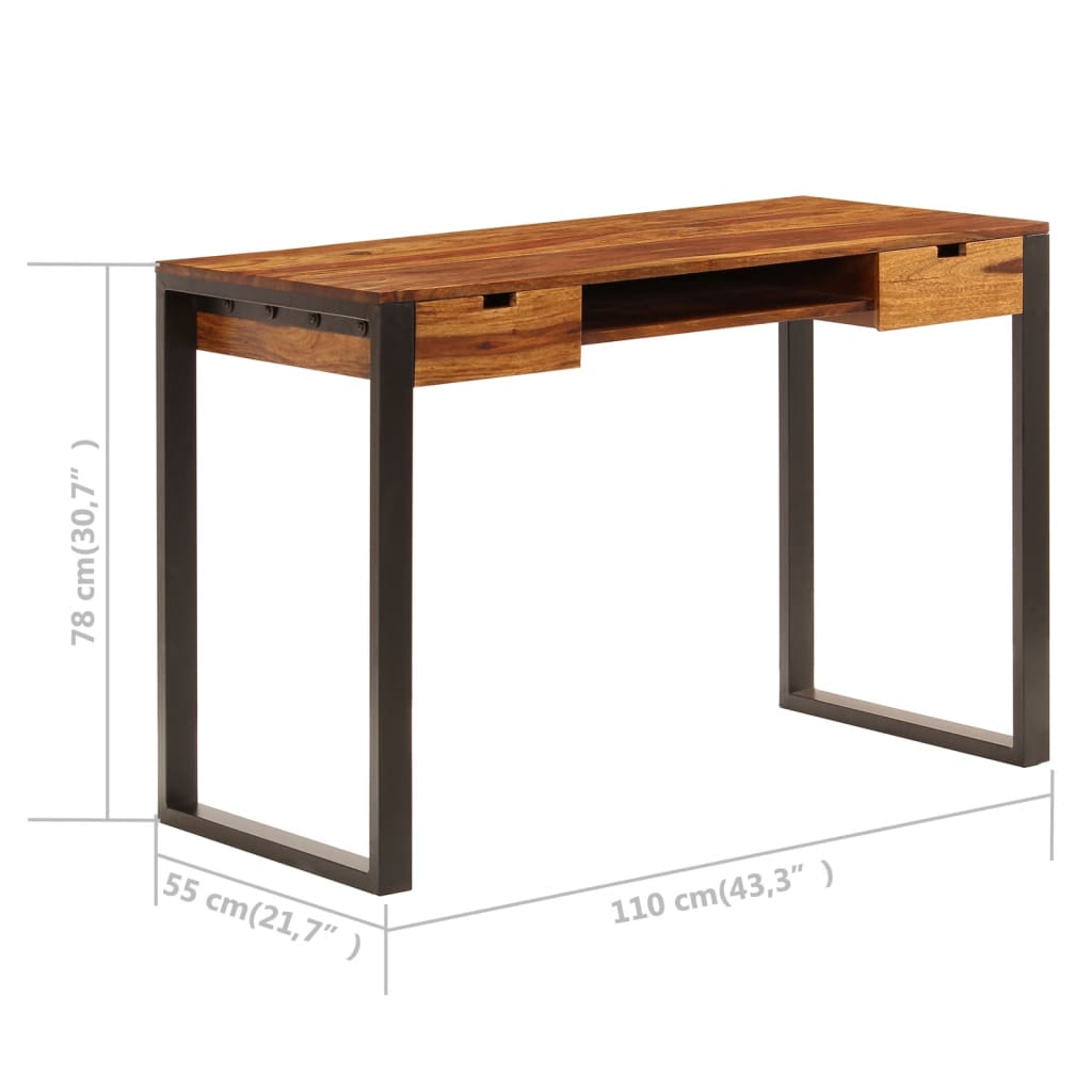 Työpöytä 110x55x78 cm seesampuu ja teräs - Sisustajankoti.fi