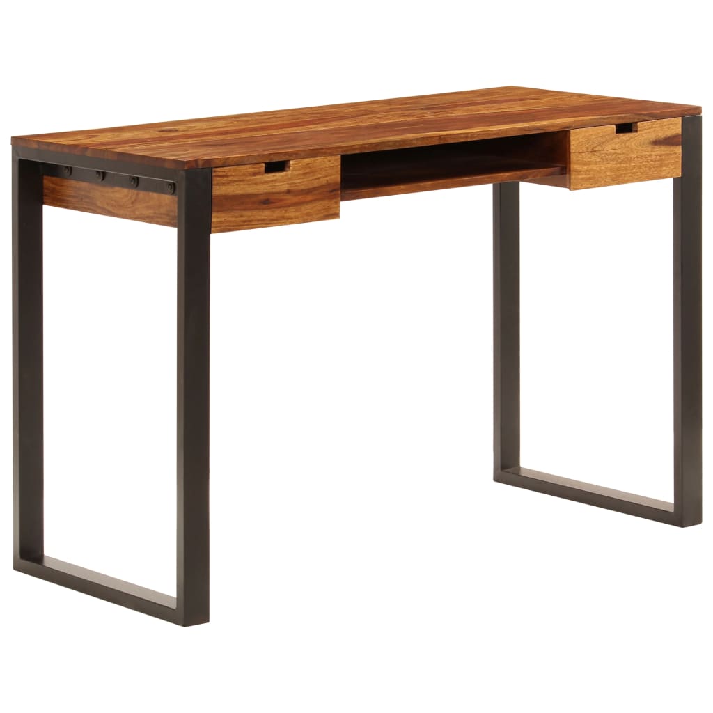 Työpöytä 110x55x78 cm seesampuu ja teräs - Sisustajankoti.fi