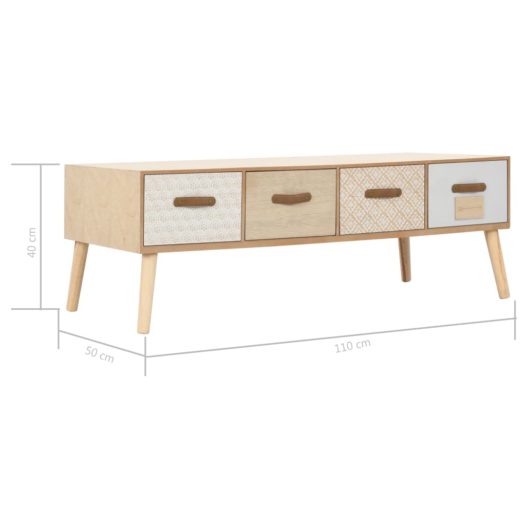 Sohvapöytä 4 laatikolla 110x50x40 cm täysi mänty - Sisustajankoti.fi