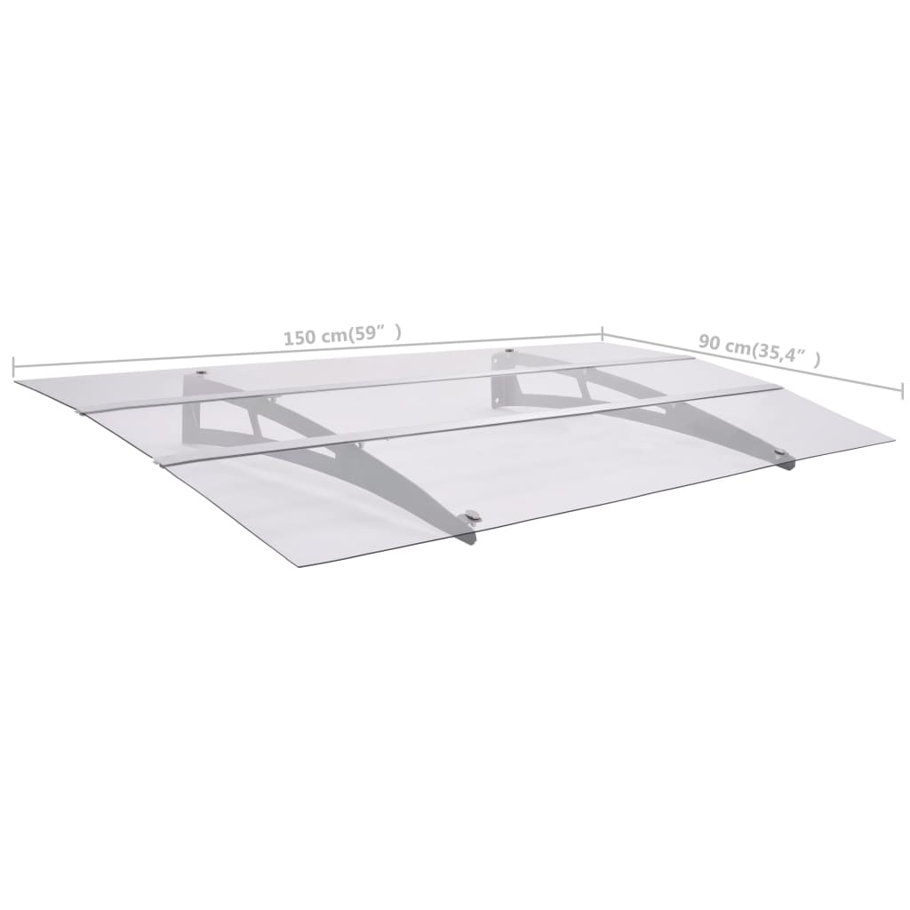 Ovikatos hopea ja läpinäkyvä 150x90 cm polykarbonaatti - Sisustajankoti.fi