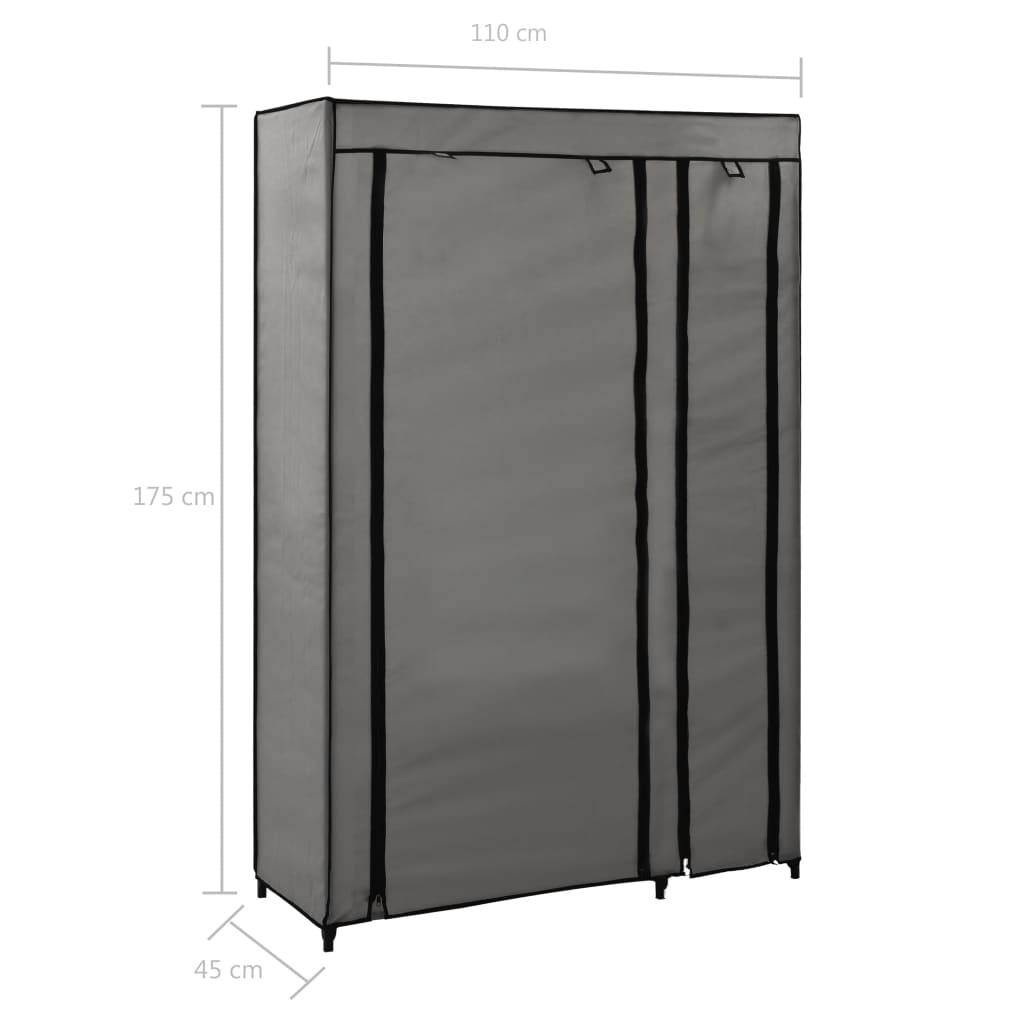 Kokoontaitettava vaatekaappi harmaa 110 x 45 x 175 cm kangas - Sisustajankoti.fi