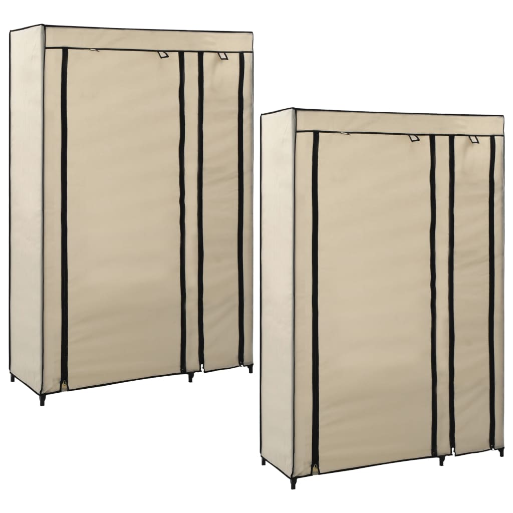 Kokoontaitettavat vaatekaapit 2 kpl kerma 110x45x175 cm kangas - Sisustajankoti.fi