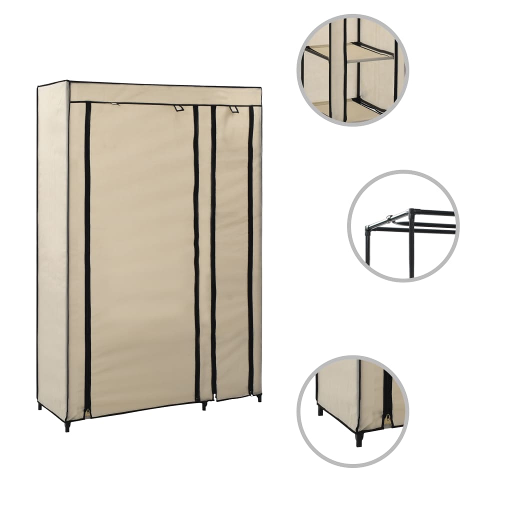 Kokoontaitettavat vaatekaapit 2 kpl kerma 110x45x175 cm kangas - Sisustajankoti.fi