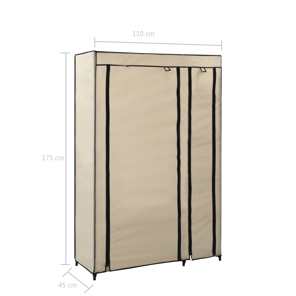 Kokoontaitettavat vaatekaapit 2 kpl kerma 110x45x175 cm kangas - Sisustajankoti.fi