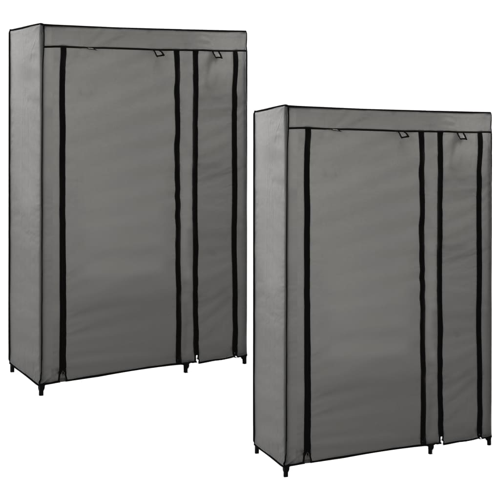 Kokoontaitettavat vaatekaapit 2 kpl harmaa 110x45x175 cm kangas - Sisustajankoti.fi