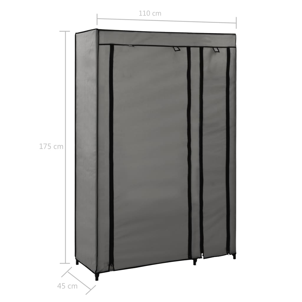 Kokoontaitettavat vaatekaapit 2 kpl harmaa 110x45x175 cm kangas - Sisustajankoti.fi