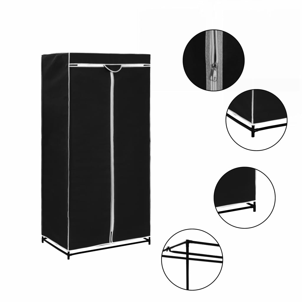 Vaatekaappi musta 75x50x160 cm - Sisustajankoti.fi