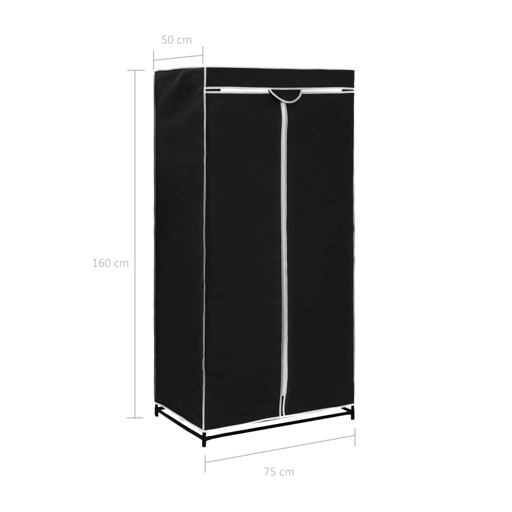 Vaatekaappi musta 75x50x160 cm - Sisustajankoti.fi