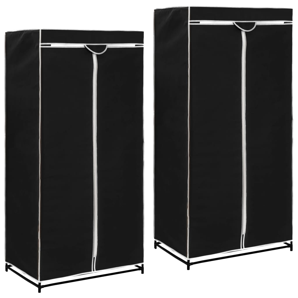Vaatekaapit 2 kpl musta 75x50x160 cm - Sisustajankoti.fi