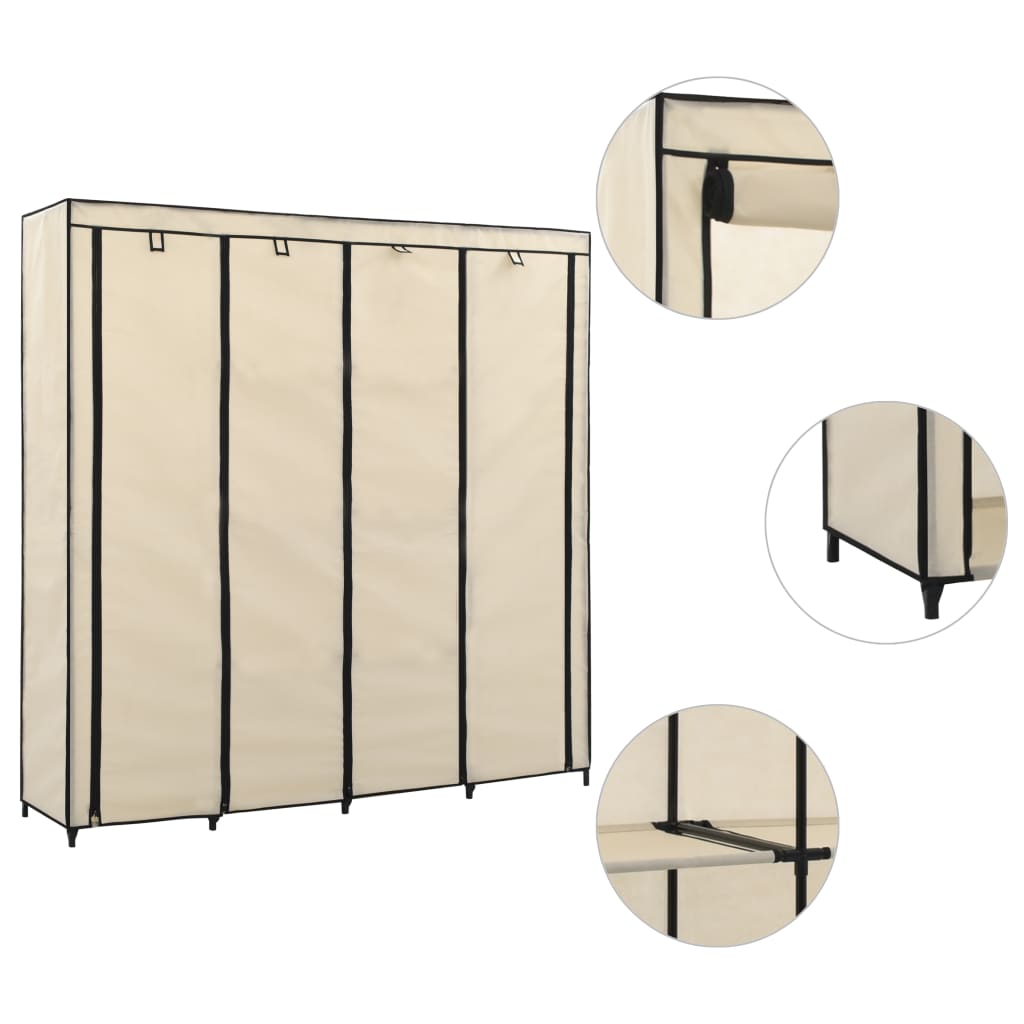 Vaatekaappi 4 lokerolla kerma 175x45x170 cm - Sisustajankoti.fi