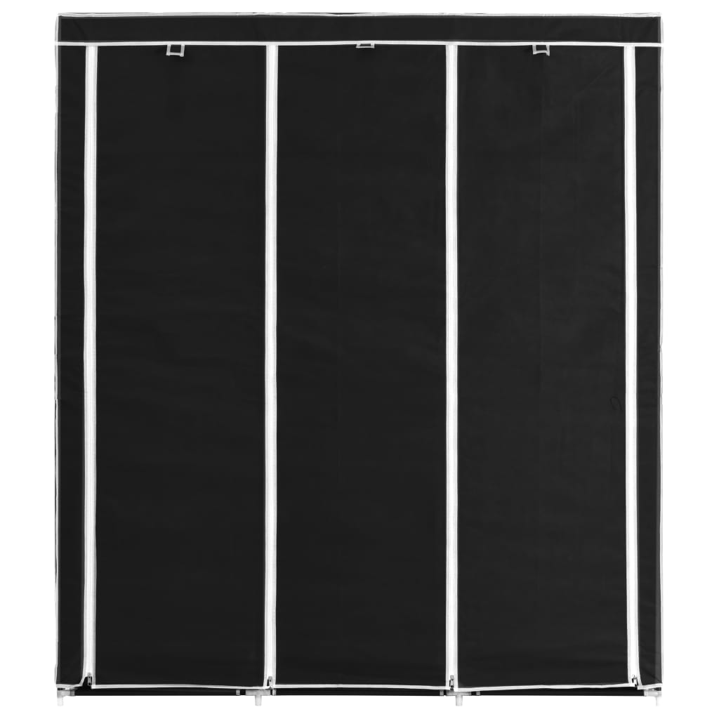 Vaatekaappi lokeroilla ja tangoilla kangas 150x45x175 cm musta - Sisustajankoti.fi