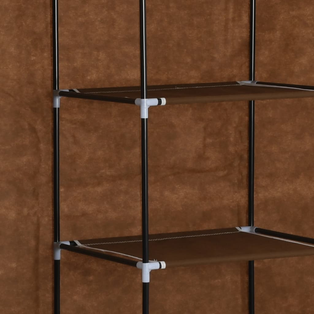 Vaatekaappi lokeroilla ja tangoilla kangas 150x45x175 cm ruskea - Sisustajankoti.fi