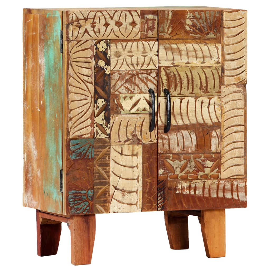 Käsin veistetty senkki 60x30x75 cm täysi kierrätetty puu - Sisustajankoti.fi