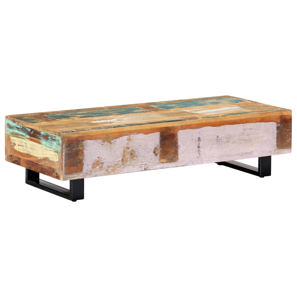 Sohvapöytä 120x50x30 cm täysi kierrätetty puu ja teräs - Sisustajankoti.fi