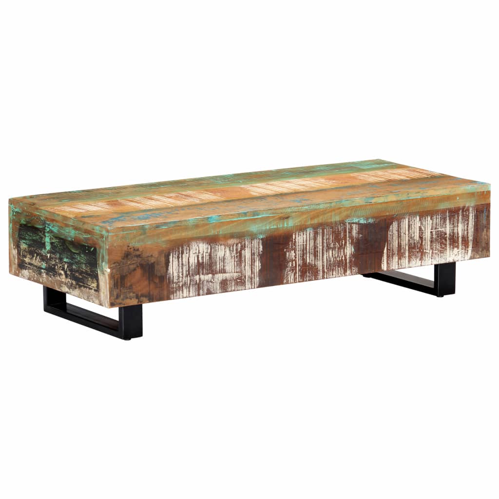 Sohvapöytä 120x50x30 cm täysi kierrätetty puu ja teräs - Sisustajankoti.fi