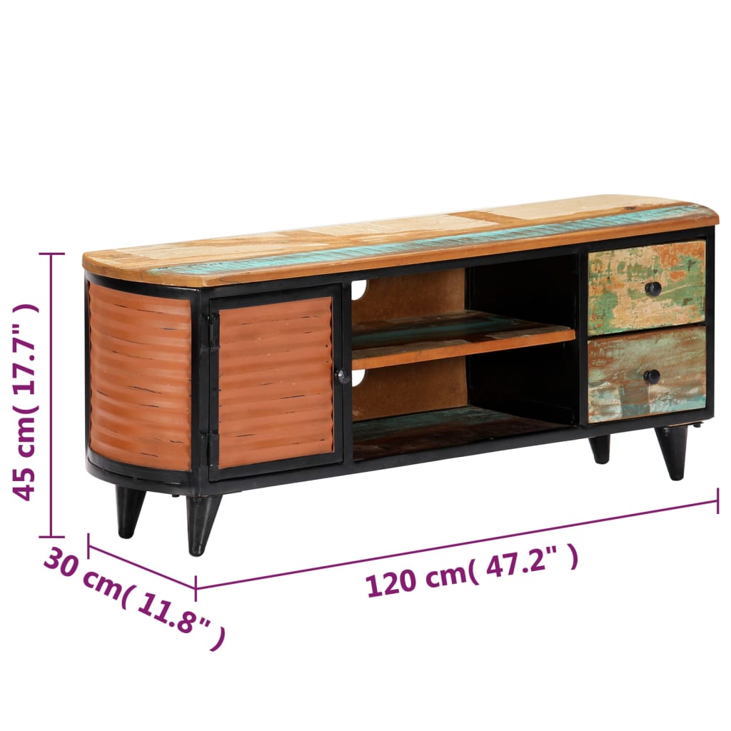 TV-taso 120x30x45 cm täysi kierrätetty puu - Sisustajankoti.fi