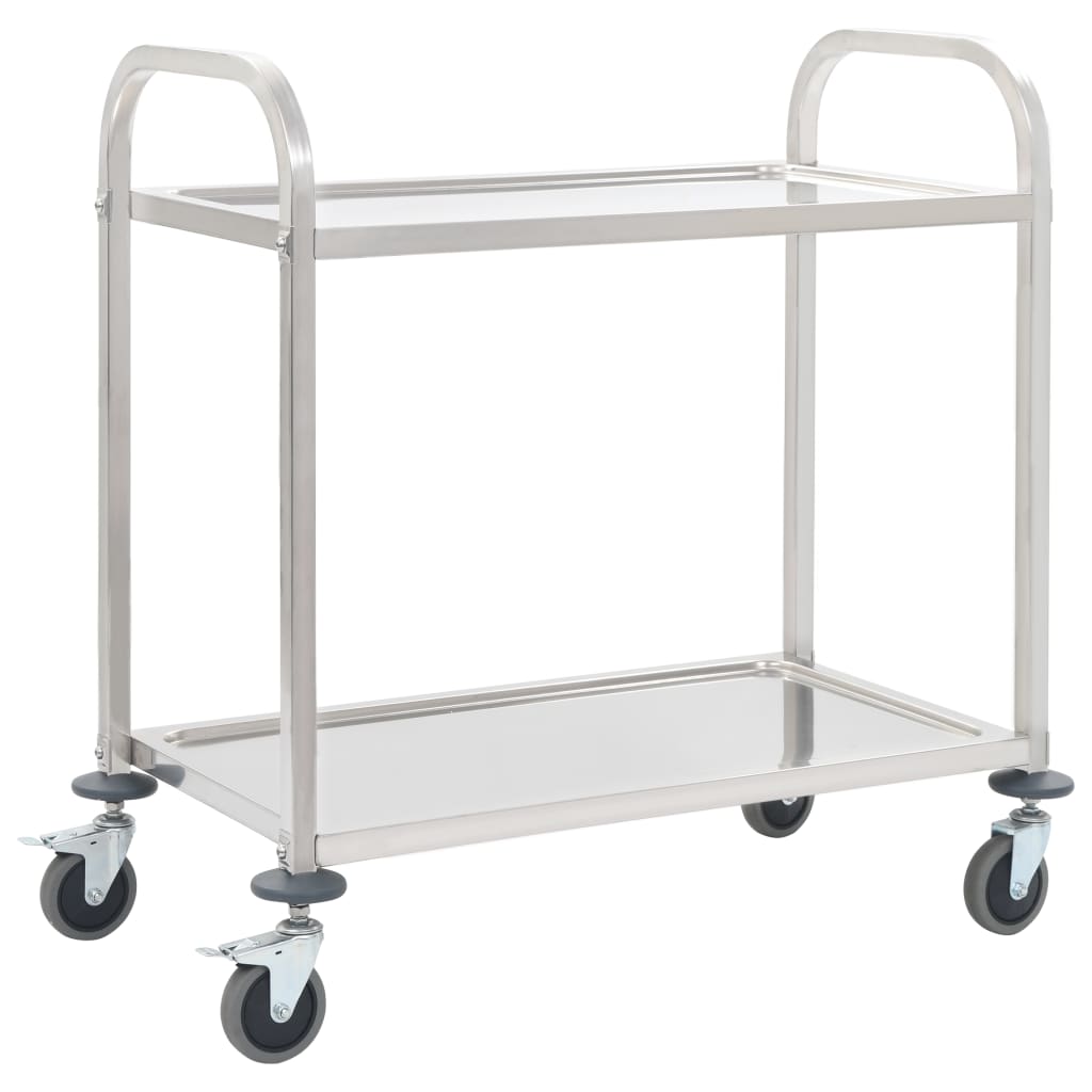 2-tasoinen tarjoiluvaunu 87x45x83,5 cm ruostumaton teräs - Sisustajankoti.fi