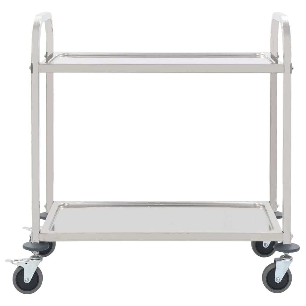 2-tasoinen tarjoiluvaunu 87x45x83,5 cm ruostumaton teräs - Sisustajankoti.fi