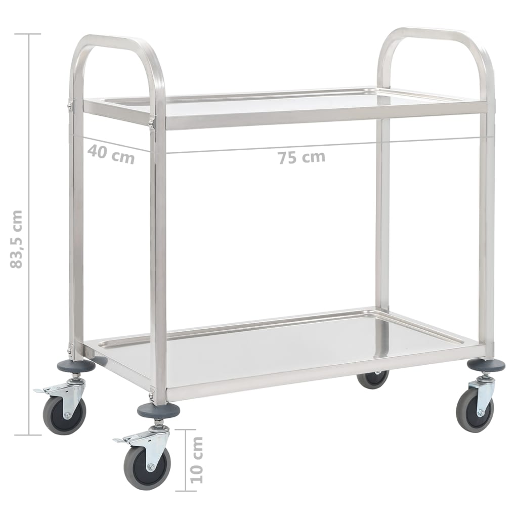 2-tasoinen tarjoiluvaunu 87x45x83,5 cm ruostumaton teräs - Sisustajankoti.fi
