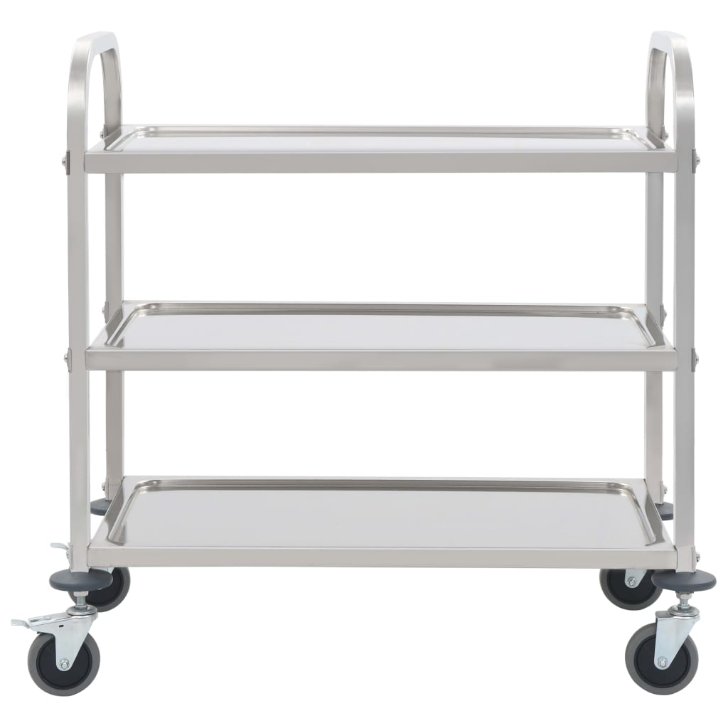 3-tasoinen tarjoiluvaunu 107x55x90 cm ruostumaton teräs - Sisustajankoti.fi