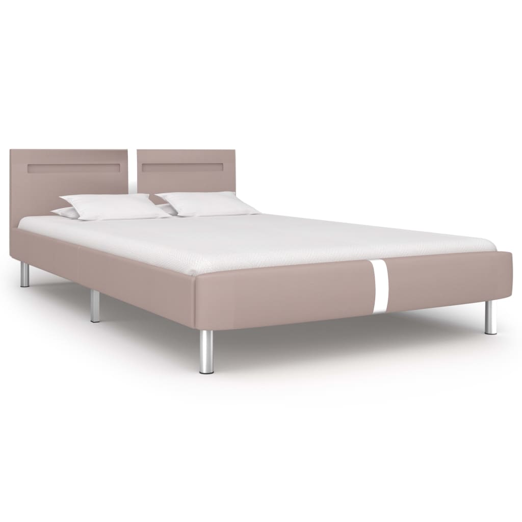 Sängynrunko LED-valolla cappuccino keinonahka 135x190 cm - Sisustajankoti.fi