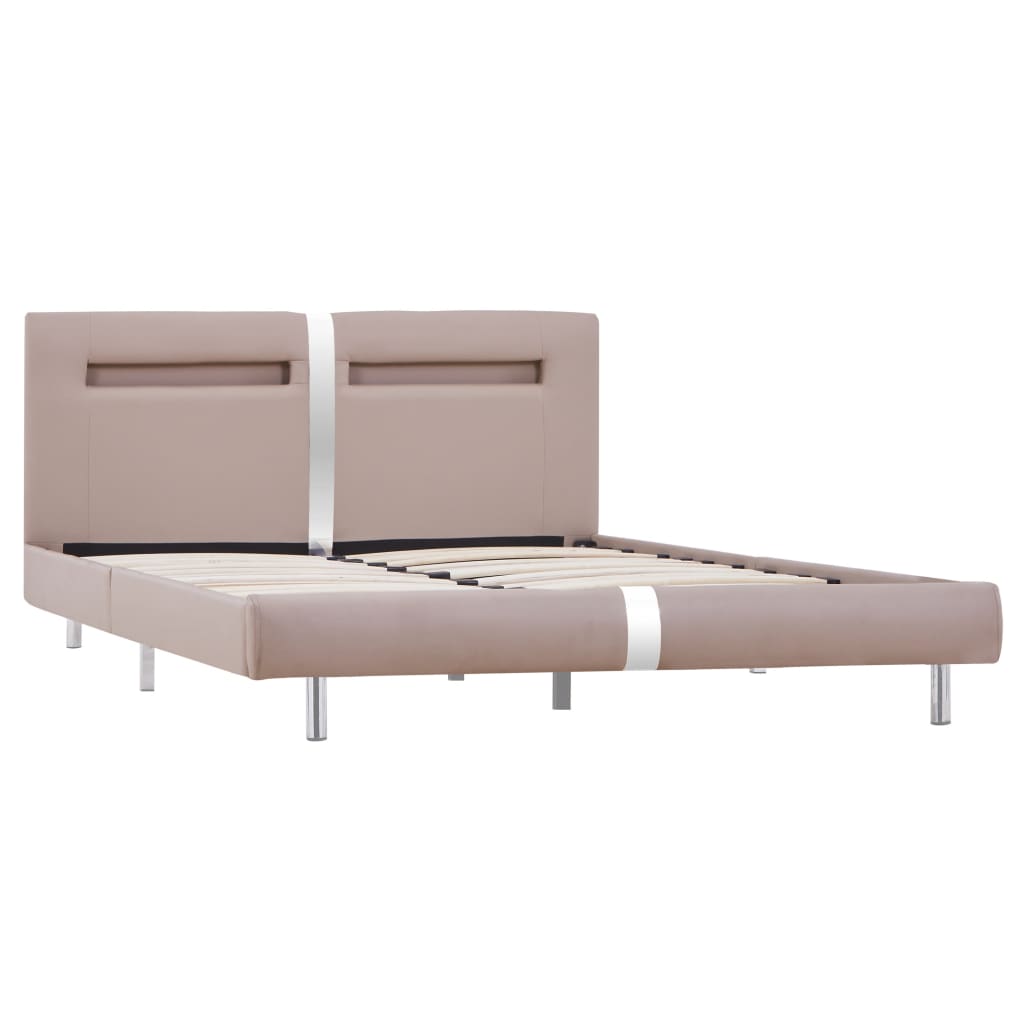 Sängynrunko LED-valolla cappuccino keinonahka 135x190 cm - Sisustajankoti.fi