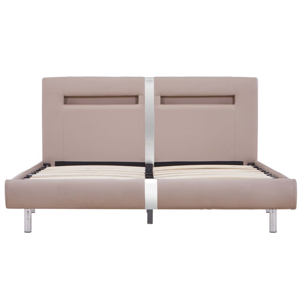 Sängynrunko LED-valolla cappuccino keinonahka 135x190 cm - Sisustajankoti.fi