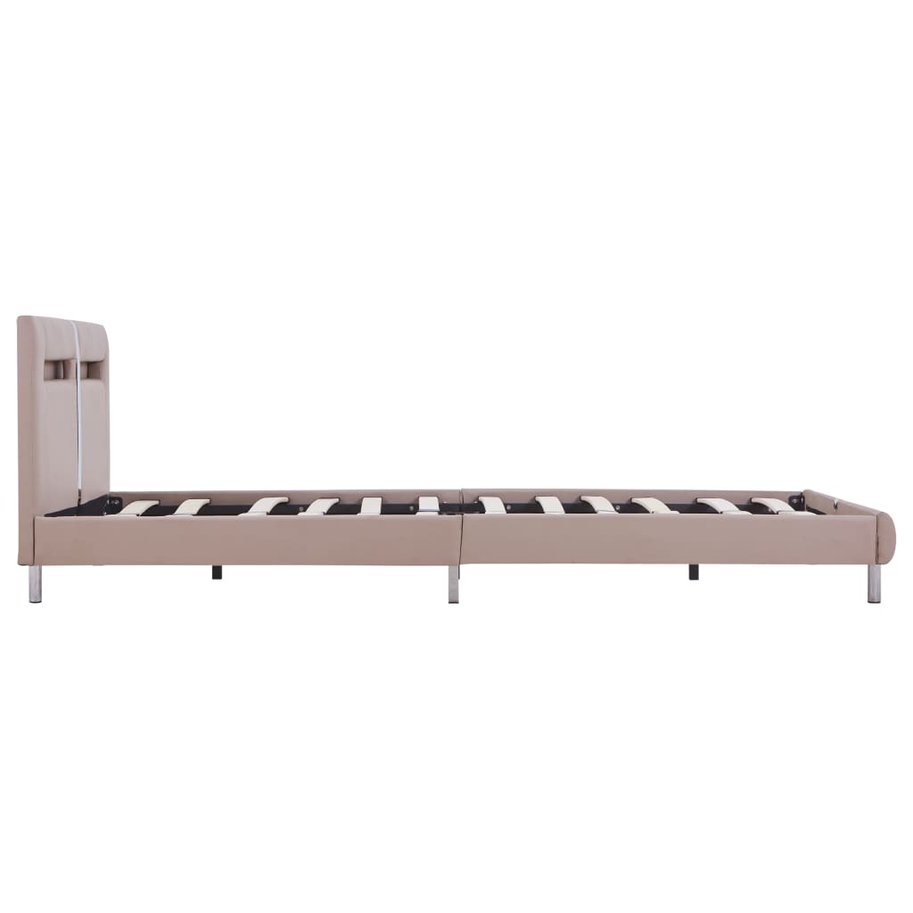 Sängynrunko LED-valolla cappuccino keinonahka 135x190 cm - Sisustajankoti.fi