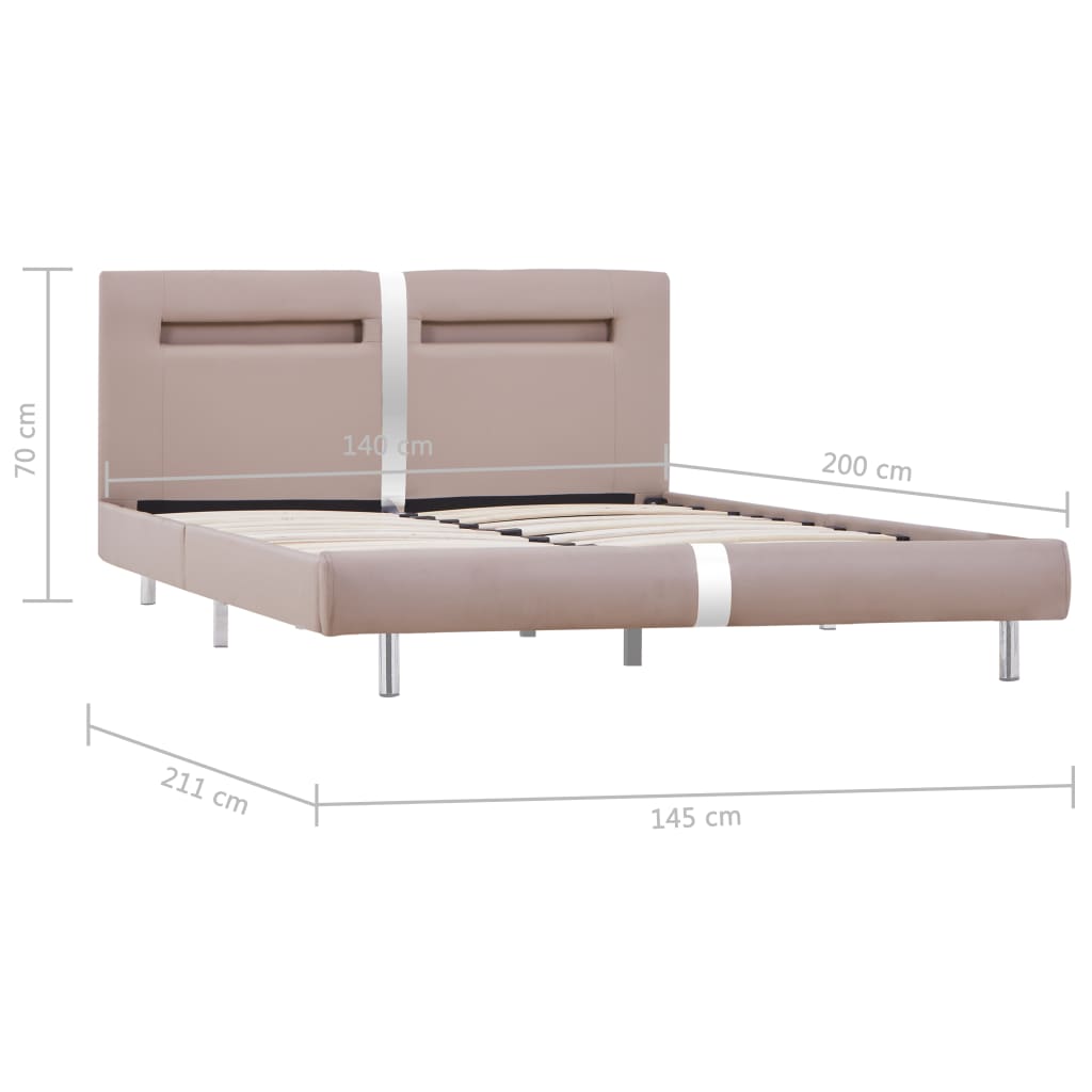 Sängynrunko LED-valolla cappuccino keinonahka 135x190 cm - Sisustajankoti.fi